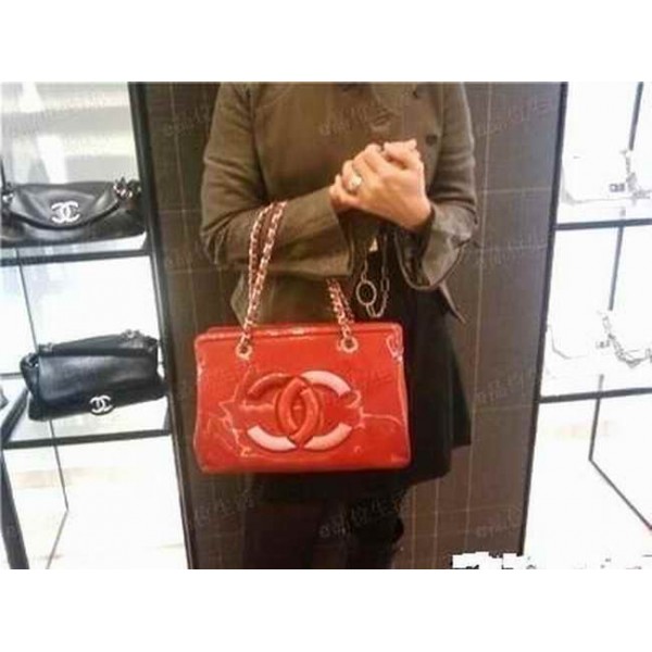 Chanel A47926 Red Patent Borse In Pelle Piccolo Centro Commercia