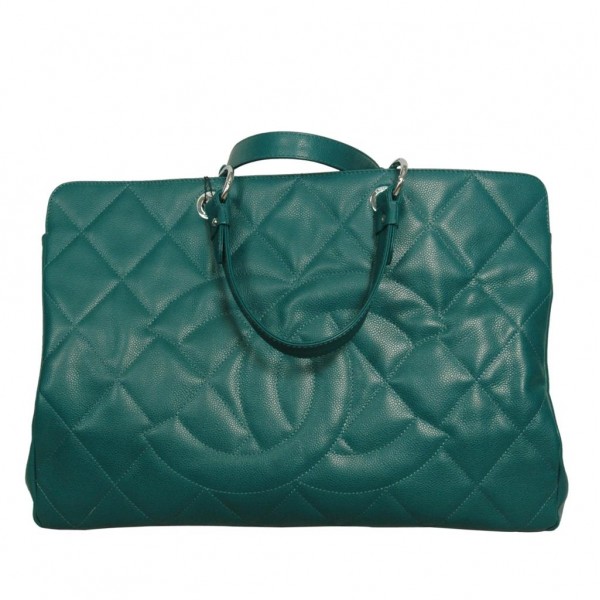 Chanel Classic Quilted In Pelle Fiore Verde Large Tote