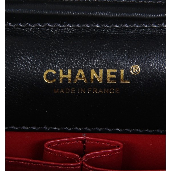 Chanel Nero Agnello Borse Flap Singole Con Farfalla