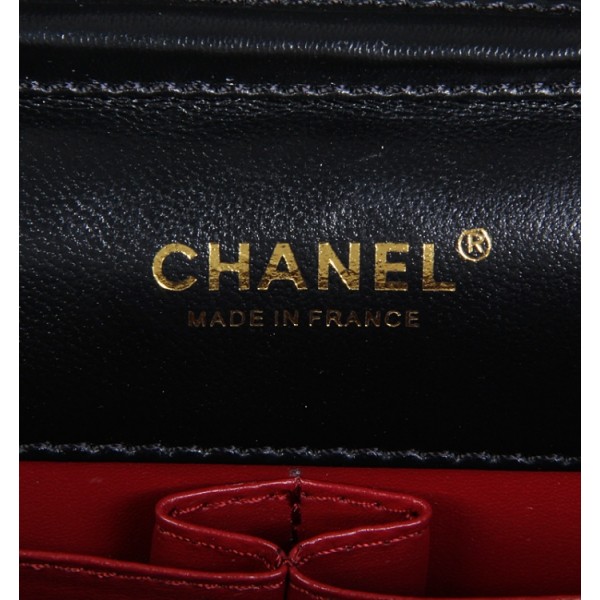 Chanel Nero Agnello Borse Flap Singole Con Farfalla