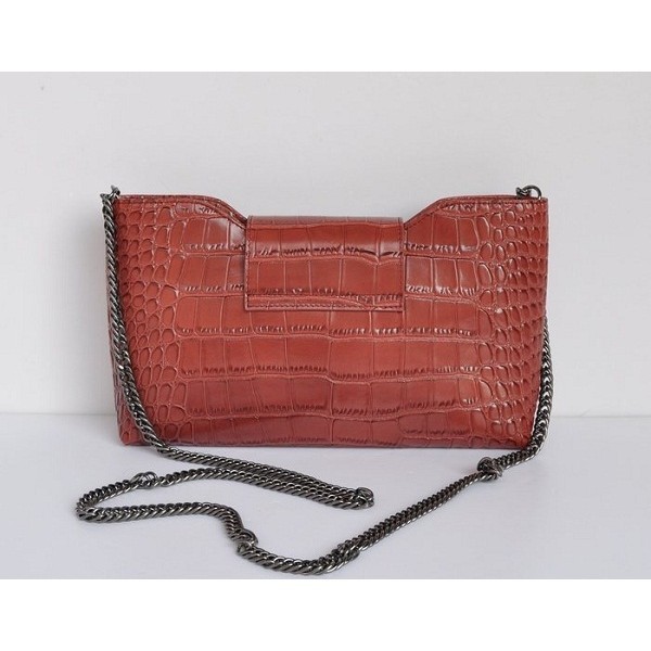 A50320 Chanel Clutch In Pelle Marrone Croc Veins