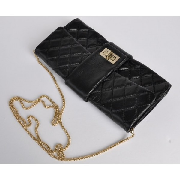 Chanel 2012 Clutch Agnello Nero Con Hardware Oro