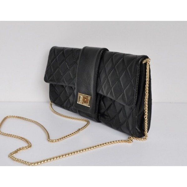 Chanel 2012 Clutch Agnello Nero Con Hardware Oro