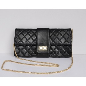 Chanel 2012 Clutch Agnello Nero Con Hardware Oro