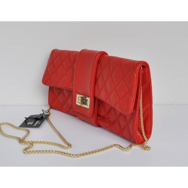 Chanel 2012 Red Agnello Frizione Con Hardware Oro