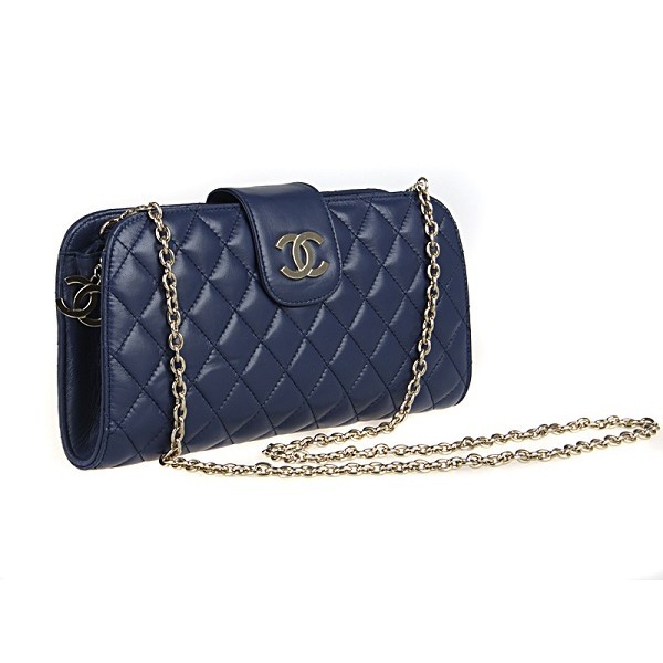 Chanel 2012 Borse Blu Catena Doro Agnello Frizione