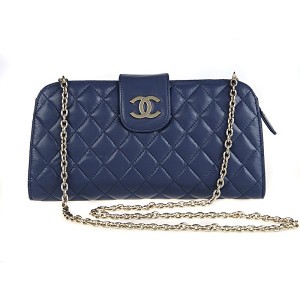 Chanel 2012 Borse Blu Catena Doro Agnello Frizione