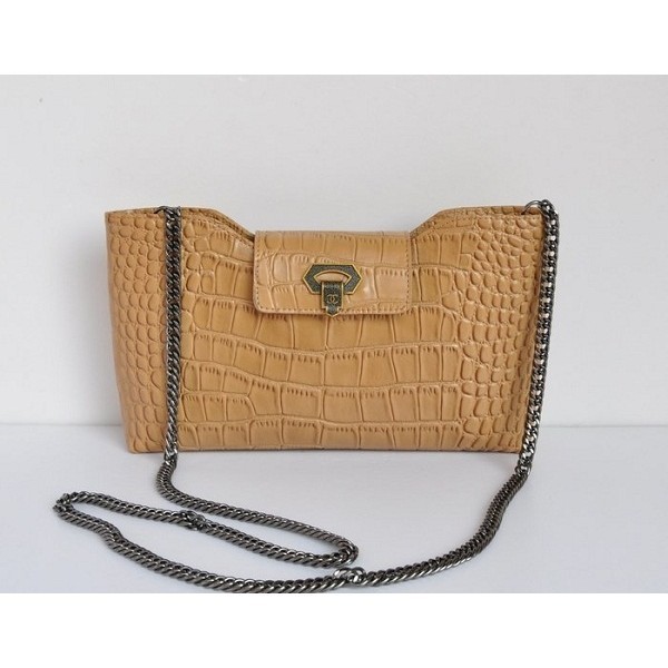 Chanel Clutch A50320 In Pelle Albicocca Croc Veins