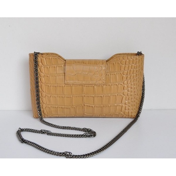 Chanel Clutch A50320 In Pelle Albicocca Croc Veins