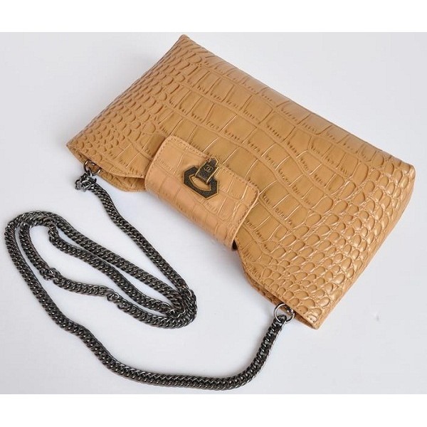 Chanel Clutch A50320 In Pelle Albicocca Croc Veins