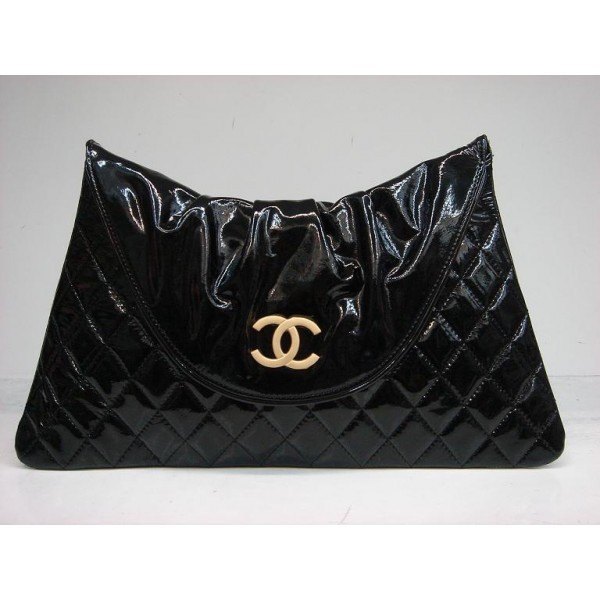 Chanel Quilted A37222 Vernice Nera Frizione Borse