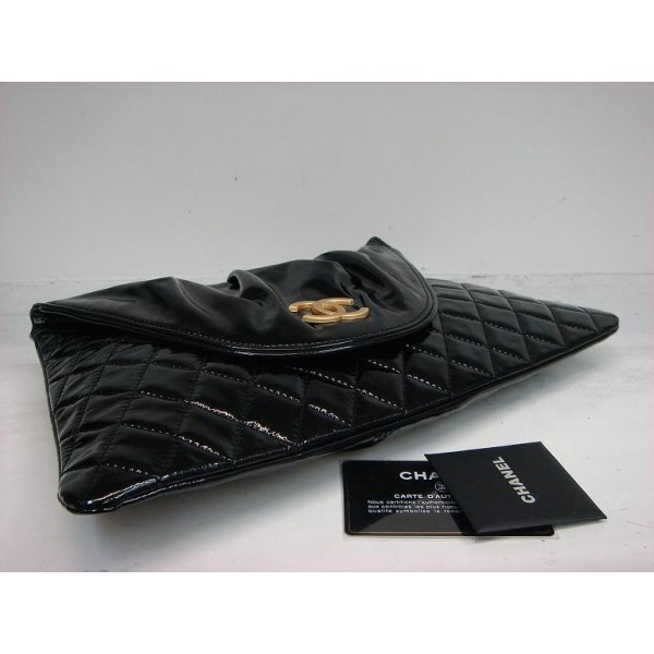 Chanel Quilted A37222 Vernice Nera Frizione Borse