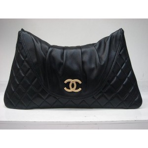 Chanel Quilted Clutch Borse A37222 Nero Agnello