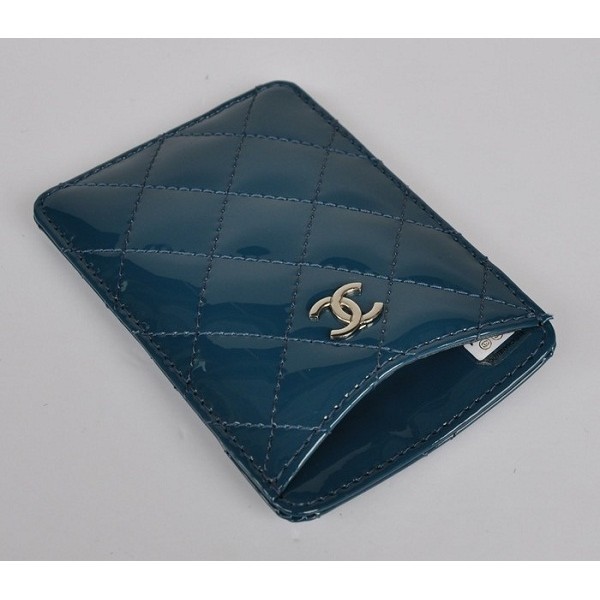 Chanel Holder Iphone In Navy Blue Patent Leather A65060