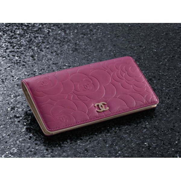 Chanel A36544 Y07467 5001 Portefeuilles Agneau Camelia Rilievo