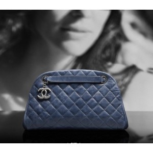 Chanel A66868 Y07404 84223 Borse Bowling In Pelle Di Vitello Blu