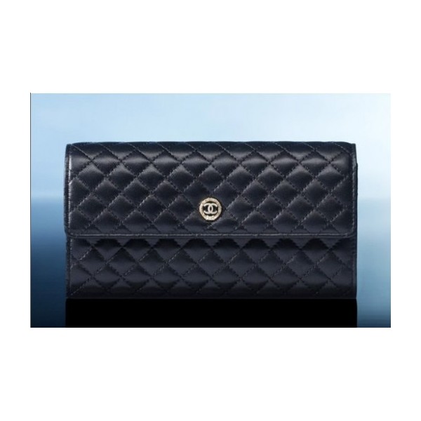 Chanel A68608 Y04902 C2054 Portafogli Agnello Trapuntato Nero Fl