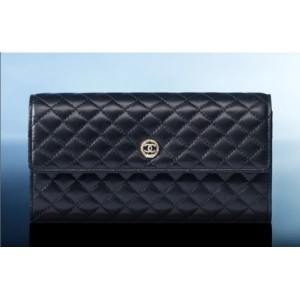 Chanel A68608 Y04902 C2054 Portafogli Agnello Trapuntato Nero Fl