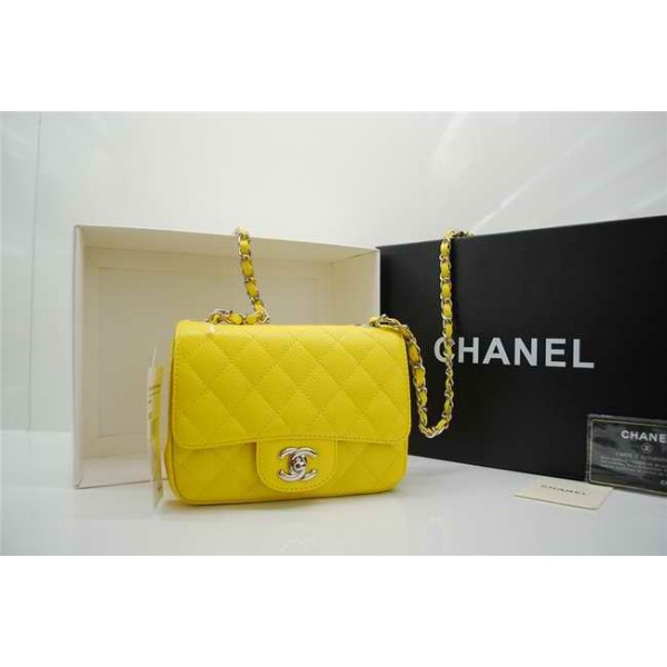 2010 Borse Chanel Flap Mini In Pelle Caviar Giallo Con Shw