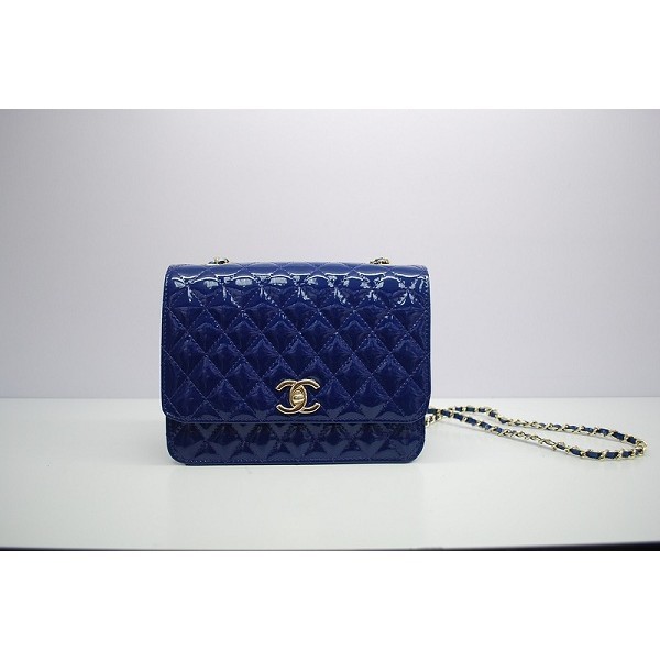 2012 New Chanel Blu Patent Flap Borse In Pelle Con Ghw Di Mini