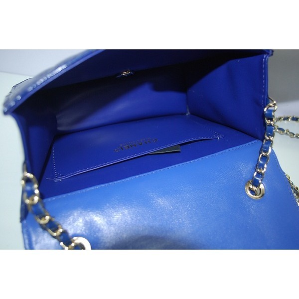 2012 New Chanel Blu Patent Flap Borse In Pelle Con Ghw Di Mini