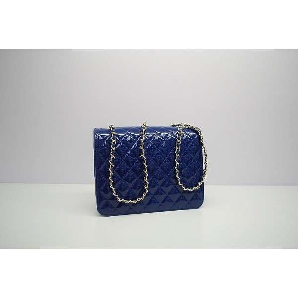 2012 New Chanel Blu Patent Flap Borse In Pelle Con Ghw Di Mini