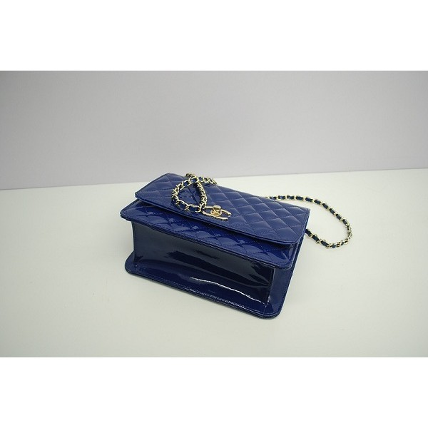 2012 New Chanel Blu Patent Flap Borse In Pelle Con Ghw Di Mini