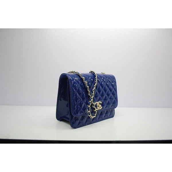 2012 New Chanel Blu Patent Flap Borse In Pelle Con Ghw Di Mini