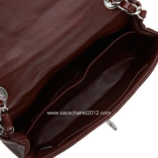 2012 New Chanel Maroon Patent Flap Borse In Pelle Con Shw Mini