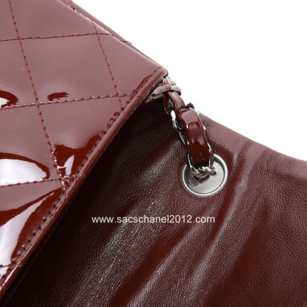 2012 New Chanel Maroon Patent Flap Borse In Pelle Con Shw Mini