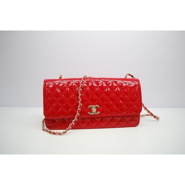 2012 New Chanel Red Patent Flap Borse In Pelle Con Ghw Mini