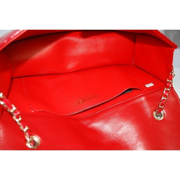 2012 New Chanel Red Patent Flap Borse In Pelle Con Ghw Mini