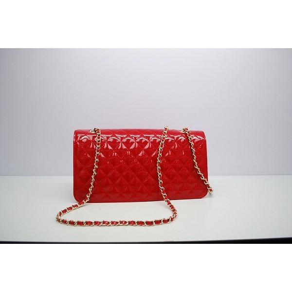 2012 New Chanel Red Patent Flap Borse In Pelle Con Ghw Mini