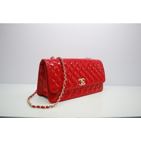 2012 New Chanel Red Patent Flap Borse In Pelle Con Ghw Mini