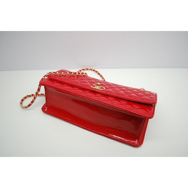 2012 New Chanel Red Patent Flap Borse In Pelle Con Ghw Mini