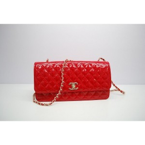 2012 New Chanel Red Patent Flap Borse In Pelle Con Ghw Mini