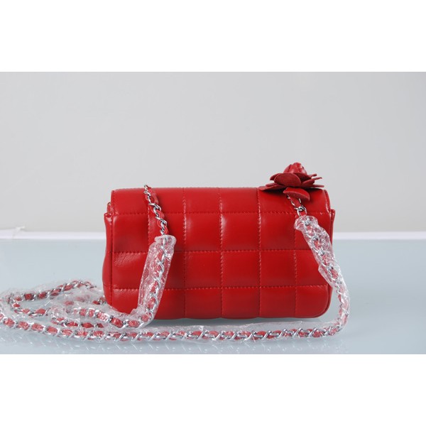 Agnello Rosso Chanel Classic Flap Borse Mini Con Camellia