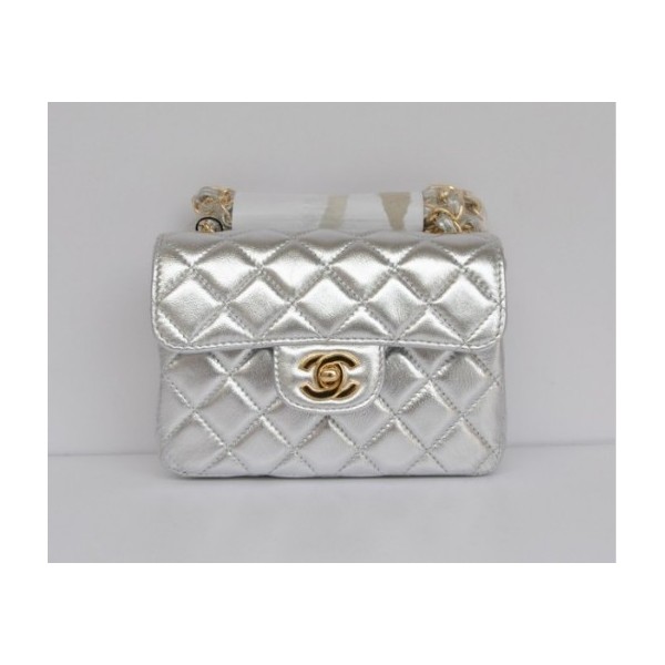 Argento Borse Chanel Flap Classic Mini Agnello Con Oro Hw