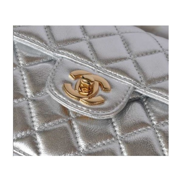 Argento Borse Chanel Flap Classic Mini Agnello Con Oro Hw