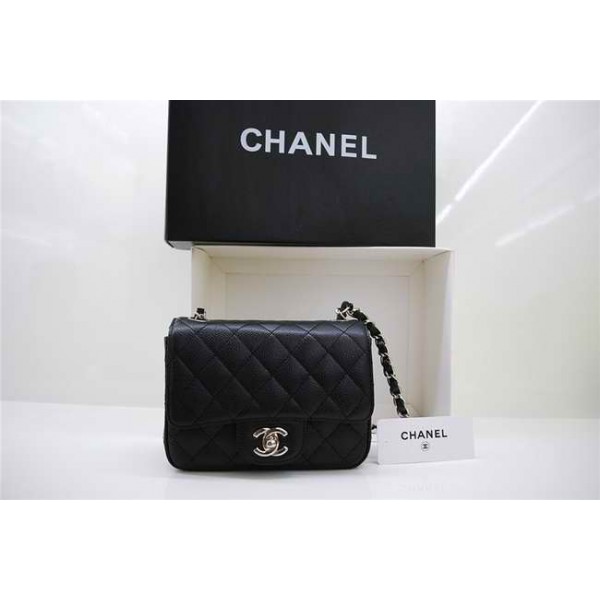 Borse Chanel 2010 Mini Flap In Pelle Nera Caviale Con Ecs