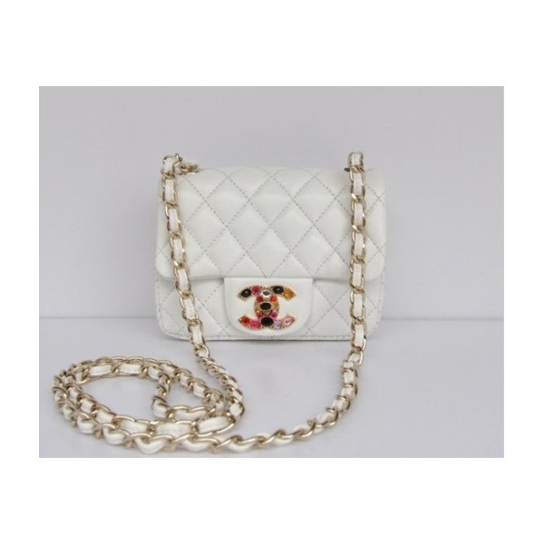 Borse Chanel 2011 Bianco Agnello Flap Mini Con Multi Lock Pierre