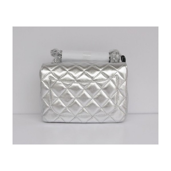 Borse Chanel Classic Flap Mini Agnello Argento Con Shw