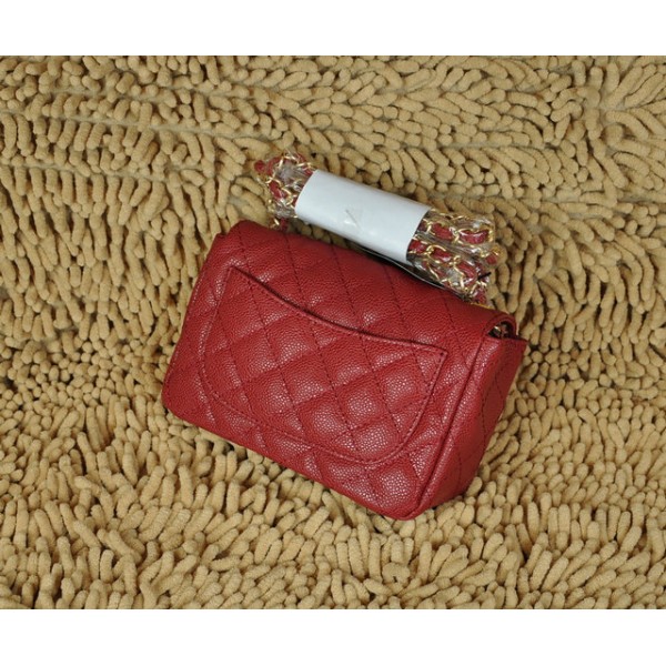 Borse Chanel Classic Flap Mini In Pelle Caviar Rosso Con Oro Hw