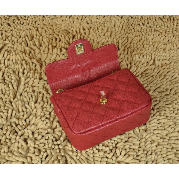 Borse Chanel Classic Flap Mini In Pelle Caviar Rosso Con Oro Hw