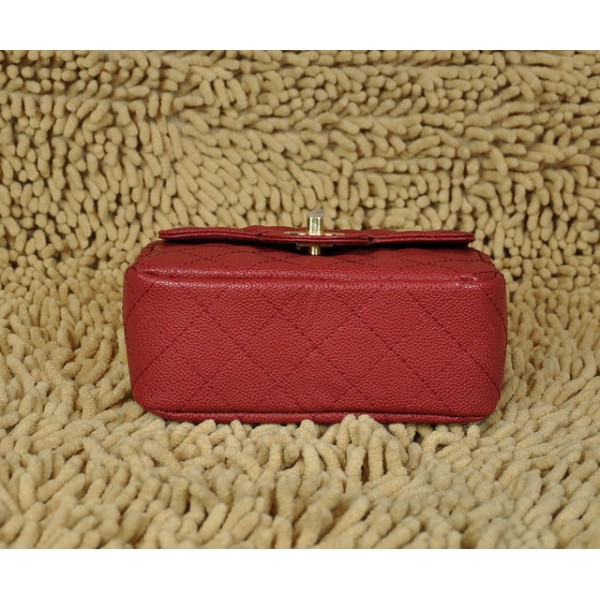 Borse Chanel Classic Flap Mini In Pelle Caviar Rosso Con Oro Hw