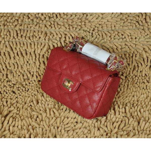 Borse Chanel Classic Flap Mini In Pelle Caviar Rosso Con Oro Hw