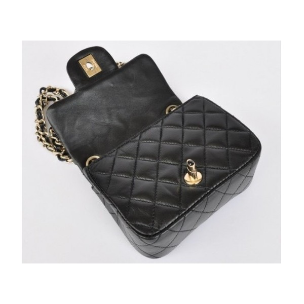 Chanel 2011 Black Flap Bag Agnello Mini Con Multi Stone Di Blocc