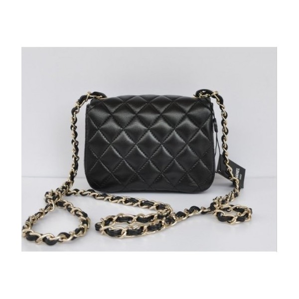 Chanel 2011 Black Flap Bag Agnello Mini Con Multi Stone Di Blocc