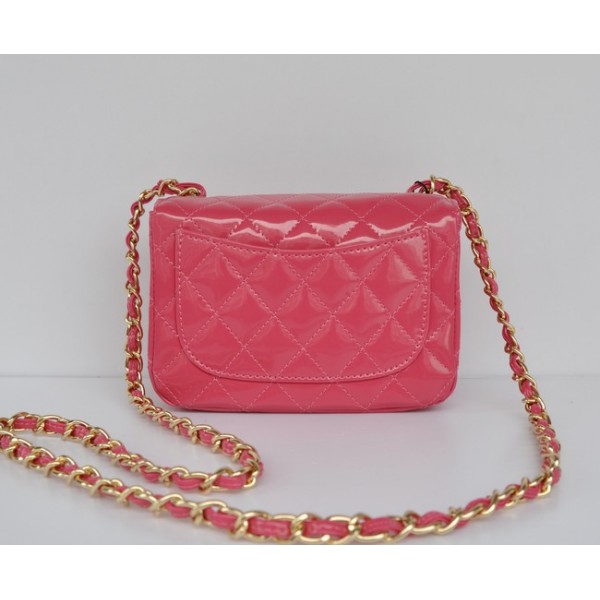 Chanel 2011 Flap Borse In Vernice Con Oro Hw Mini Rose