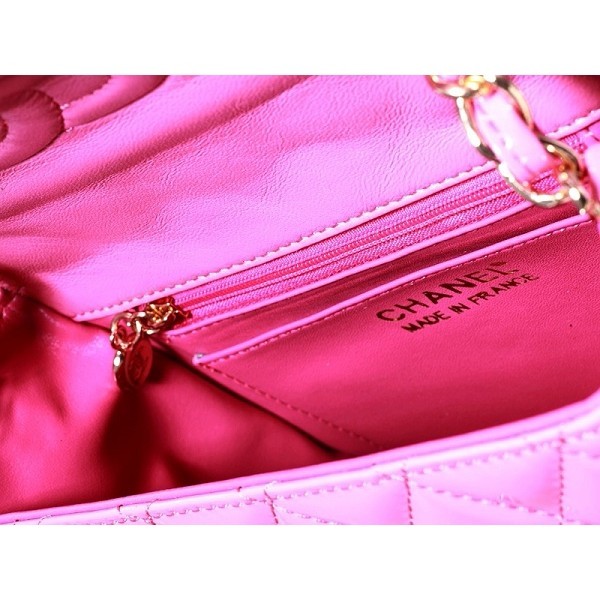 Chanel 2012 Pink Patent Flap Borse In Pelle Con Ghw Mini